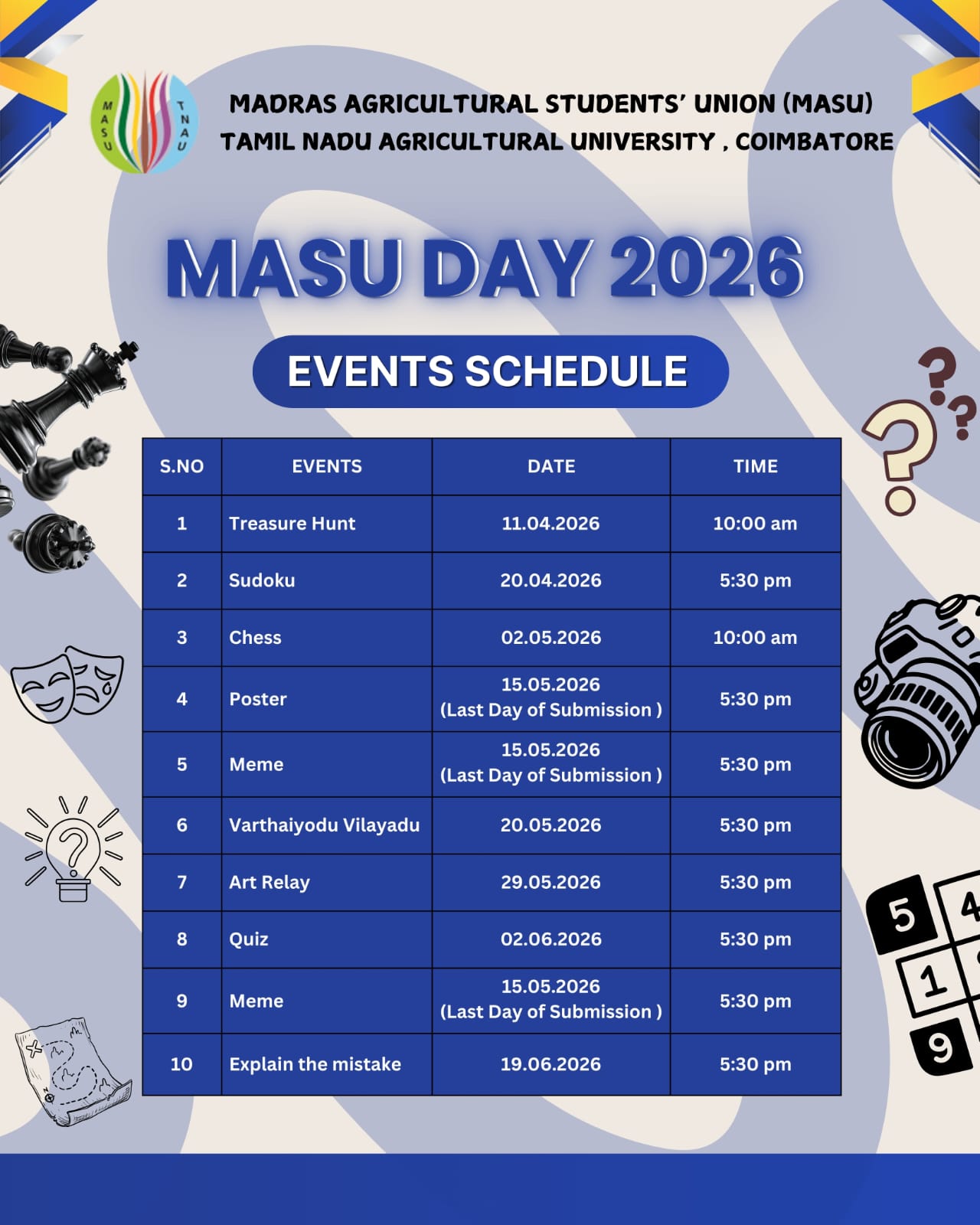 MASU Day Competitions Schedule Announcement